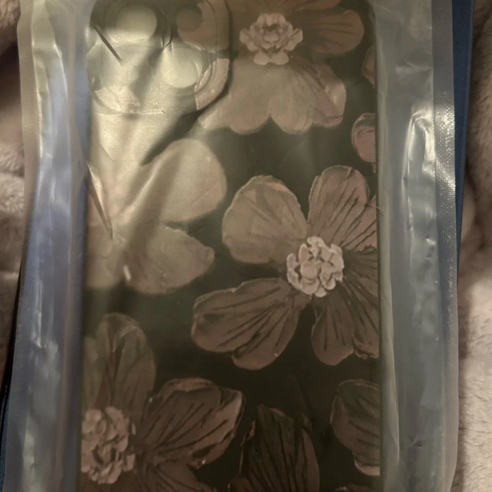 Floral Patterned Phone Case - Black and purple